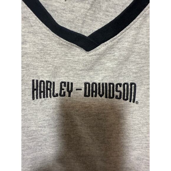 Harley-Davidson Route 66 Gray V-Neck Tee 2X | Bikercore Moto Style Graphic - Picture 1 of 8